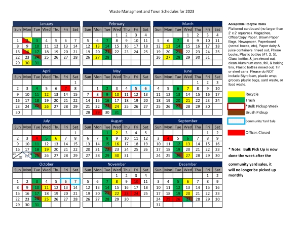 Updated Waste Management Schedule